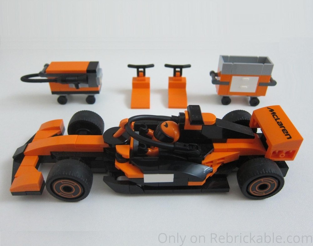 Lego 60442 v2MOC (McLaren F1 race car + F1 Garage & Pit-Stop Accessories)