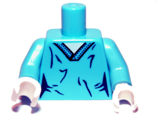 Lego Torso Surgeon V-Neck Overalls with Wrinkles Pattern / Medium Azure Arms / White Hands