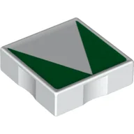 Duplo Tile 2 x 2 with Shape Green Inverse Triangle Print / White