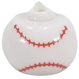 Pen Bead, Round Orb with Baseball with Red Horizontal Seam Print / White