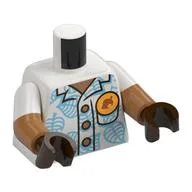 Torso, Dual Molded Arms, Shirt, Medium Azure Leaves, Medium Nougat Buttons, Yellow Pin with Leaf Print, White Sleeves Pattern, Medium Nougat Arms, Dark Brown Hands / White