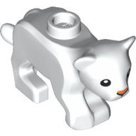 Lego Animal, Cat / Cub with Pink Nose Print / White
