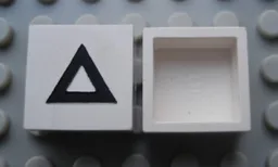 Modulex Tile 2 x 2 with Black Triangle Print, without Internal Supports