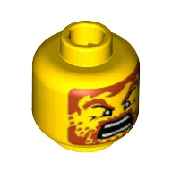 Minifig Head Karzon / Warrior, Brown Beard with Stubble, Yelling Mouth Print [Blocked Open Stud] / Yellow