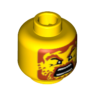 Lego Minifig Head Karzon / Warrior, Brown Beard with Stubble, Yelling Mouth Print [Blocked Open Stud] / Yellow