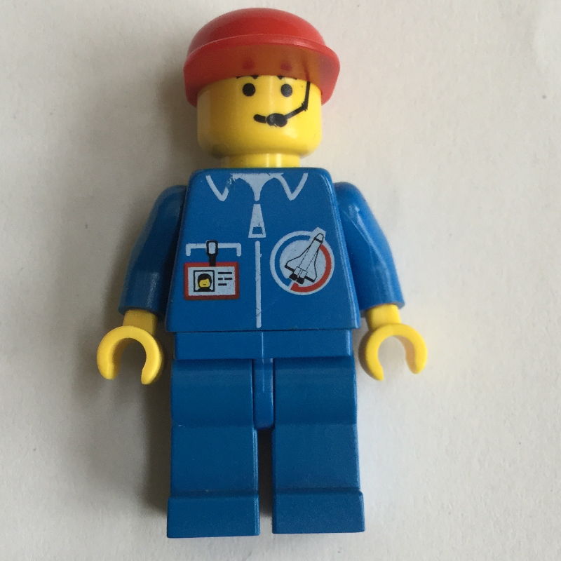 Lego Launch Command Ground Crew, Blue Jumpsuit, Red Cap, Headset