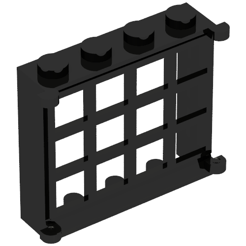 Lego Minitalia Window 1 x 4 x 3 with 12 Panes / Black