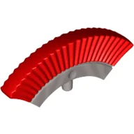 Headwear Accessory Helmet Crest with Pin and Red Plumes Print / Flat Silver