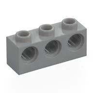 Technic Brick 1 x 3 [3 Pin Holes] / Light Bluish Gray