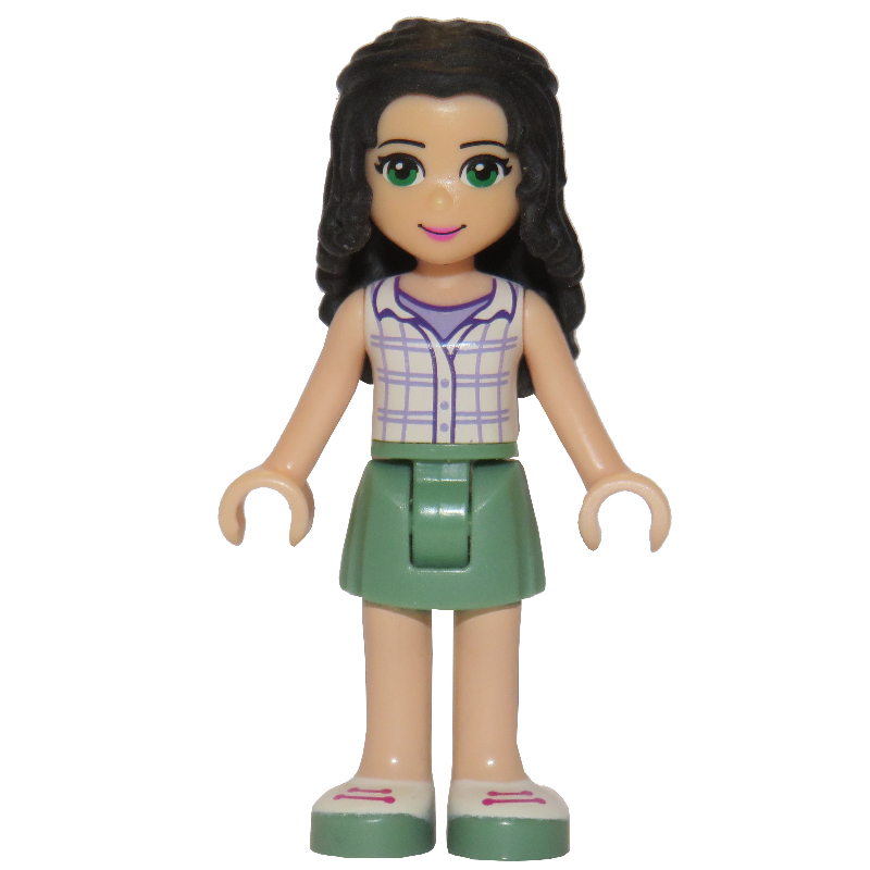 Lego Emma - White Plaid Top, Sand Green Skirt