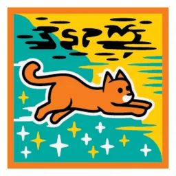 Tile 2 x 2 with Super Cats Print / Orange