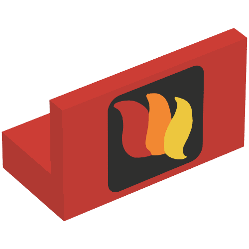 Lego Panel 1 x 2 x 1 with Classic Fire Logo Print / Red