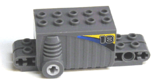 Lego Pullback Motor 9 x 4 x 2 2/3 with Number 18 Pattern on Both Sides (Stickers) - Set 8383