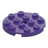 Plate Round 4 x 4 with Pin Hole / Dark Purple
