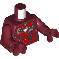 Lego Torso Armor, Red Panels, Damaged, Triangle Arc Reactor print, Dark Red Arms and Hands / Dark Red