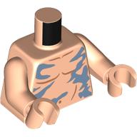 Lego Torso, Bare Chest, Sand Blue Markings print, Light Nougat Arms and Hands / Light Nougat