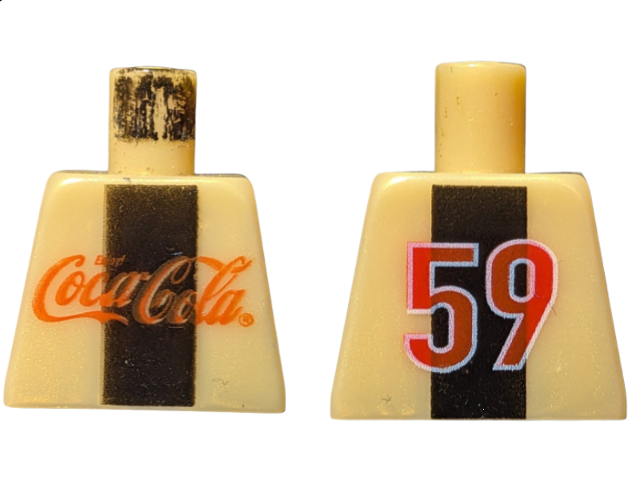 Lego Torso Coca-Cola Logo with Black Stripe Pattern / Pearl Light Gold