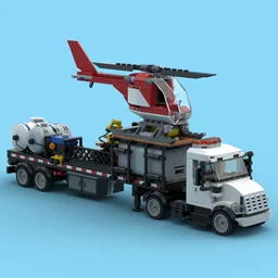 Helicopter Crop Duster with Refueling Truck