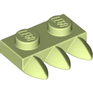 Plate Special 1 x 2 with Three Teeth [Tri-Tooth] / Yellowish Green