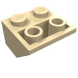 Brick Sloped Inverted 45° 2 x 2 [Ovoid Bottom Pin, Bar-sized Stud Holes] / Tan