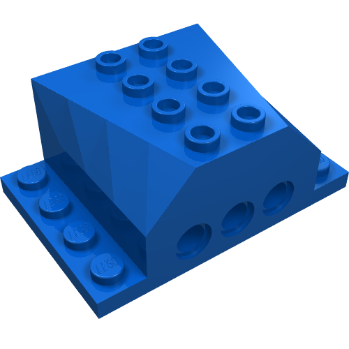 Lego Engine Block 4 x 6 x 2 with Wedged Center, Recessed Edges and Pin Holes / Blue