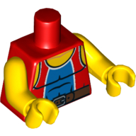 Lego Torso Tank Top with Blue Center Panel and Black Belt Print, Yellow Arms and Hands / Red