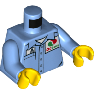 Lego Torso Button Shirt, Collar, Octan Logo, Pen, Pocket / Octan Logo on Back Print, Medium Blue Arms, Yellow Hands / Medium Blue
