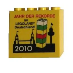 Brick 2 x 4 x 3 with 'JAHR DER REKORDE im LEGOLAND Deutschland 2010' Print / Yellow