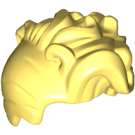Lego Hair High Bangs, Large Wavy Curls and Small Bun / Bright Light Yellow