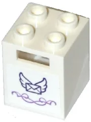 Container, Box 2 x 2 x 2 with Dark Purple Envelope with Wings and Medium Lavender Swirls Pattern (Sticker) - Set 41176