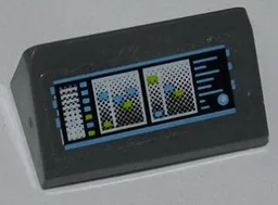 Slope 30 1 x 2 x 2/3 with Screens and Light Blue and Lime Buttons and Lights Pattern (Sticker) - Set 6873