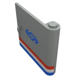 Door 1 x 5 x 4 Right with Red/White/Blue Stripe & Blue Train Logo Print / Light Gray