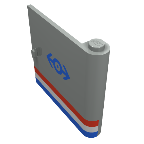 Lego Door 1 x 5 x 4 Right with Red/White/Blue Stripe & Blue Train Logo Print