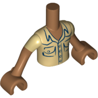Lego Minidoll Torso Boy with Medium Nougat Arms and Hands with Tan Shirt and Short Sleeves with 2 Breast Pockets Print / Medium Nougat