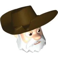 Minifig Head Special with Dark Brown Hat and White Beard (Stinky Pete) / Light Nougat