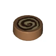 Tile Round 1 x 1 with Cinnamon Roll Print / Medium Nougat