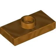 Plate Special 1 x 2 with 1 Stud with Groove and Inside Stud Holder (Jumper) / Metallic Gold