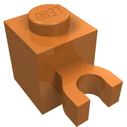 Brick Special 1 x 1 with Clip Vertical [Thick U Clip, Solid Stud] / Medium Nougat