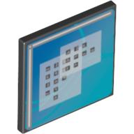 Lego Road Sign Clip-on 2 x 2 Square - Square with Curved Blue Lines and Small Black Squares Print
