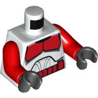 Lego Torso Armor Clone Trooper with Red Shock Trooper Markings Print, Red Arms, Black Hands / White
