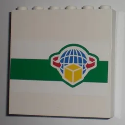 Panel 1 x 6 x 5 with Box and Arrows and Globe on Green Stripe Pattern (Sticker) - Set 7733