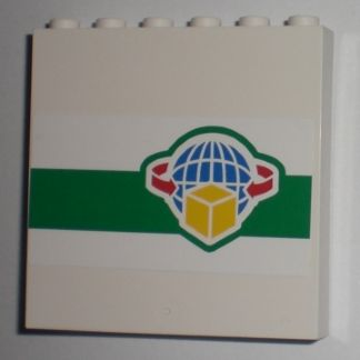 Lego Panel 1 x 6 x 5 with Box and Arrows and Globe on Green Stripe Pattern (Sticker) - Set 7733