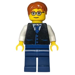 Black Torso, Dark Blue Legs, Dark Orange Hair - Squared Glasses