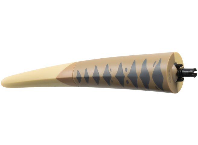 Lego Animal Body Part, Dinosaur, Tyrannosaurus Rex Tail, with Pin with Tan Underside, Sand Blue Markings print / Tan