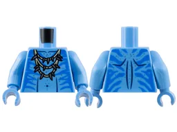 Torso Na'vi with Blue Markings, Tan Necklace with Claws, and Silver Spots Pattern / Medium Blue Arms / Medium Blue Hands