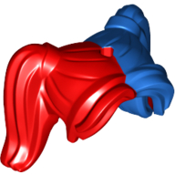 Lego Hair Pigtails High, Long Bangs, Hole on Top, Hair Ties, with Blue Left Half Print / Red