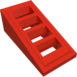 Brick Sloped 18° 2 x 1 x 2/3 with 4 Slots / Grate / Red
