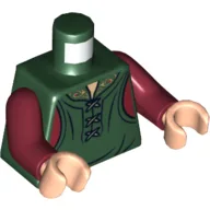 Torso, Shirt with Laces and Metallic Gold Collar Print, Dark Red Arms, Light Nougat Hands / Dark Green