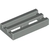 Tile Special 1 x 2 Grille with Bottom Groove / Light Gray