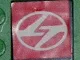 Tile 2 x 2 with White Stylized 'TT' in Ellipse on Red Background Pattern (Sticker) - Set 8448